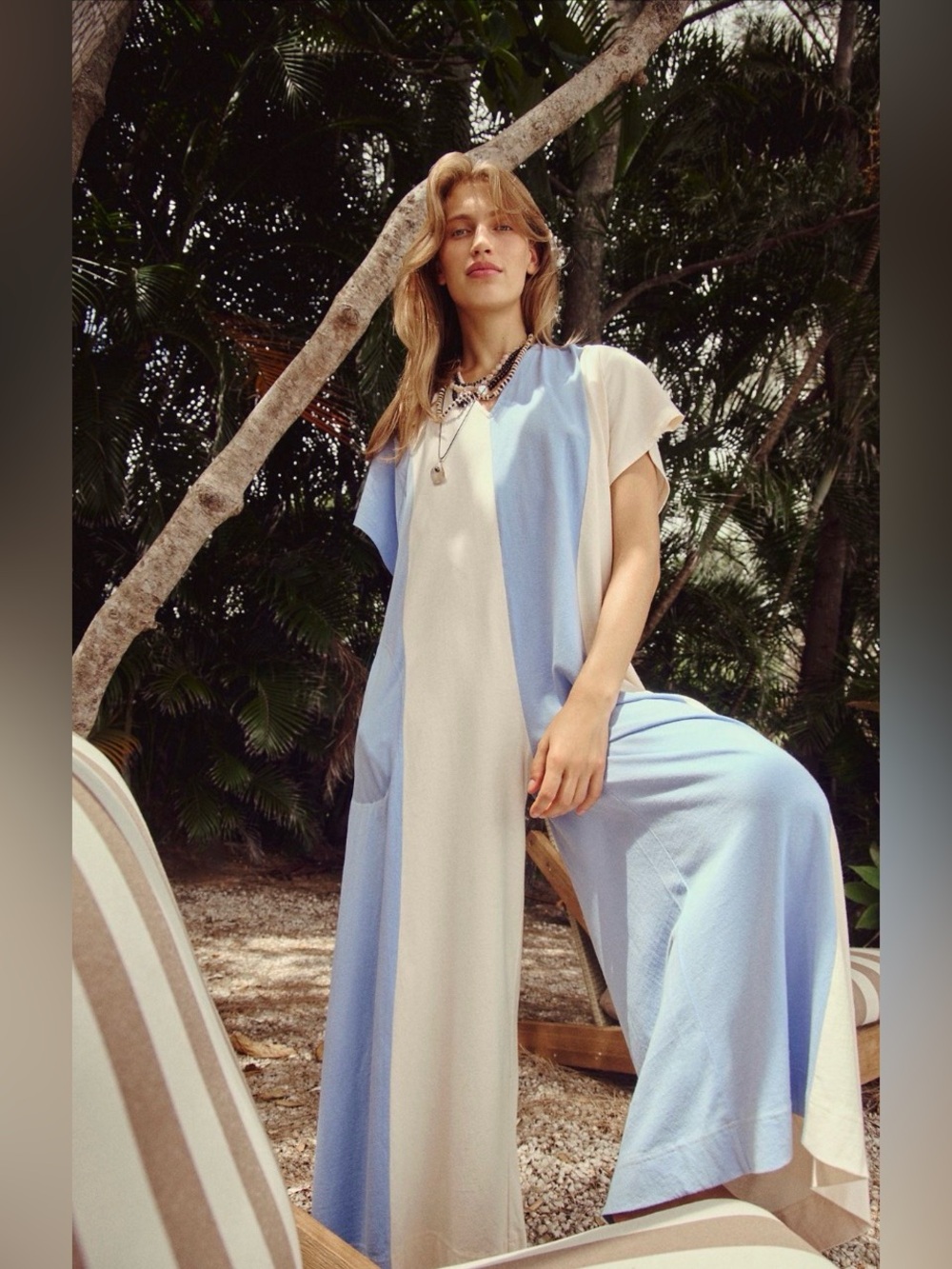 Free People Free-est Block Party Cotton One-Piece Jumpsuit,blue & cream, S, nwt